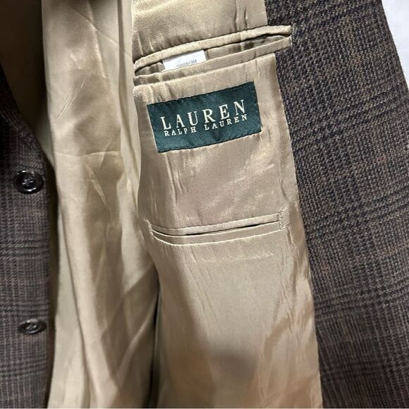 Lauren Ralph Lauren Brown Plaid Wool Blazer Sports Coat - Picture 7 of 9